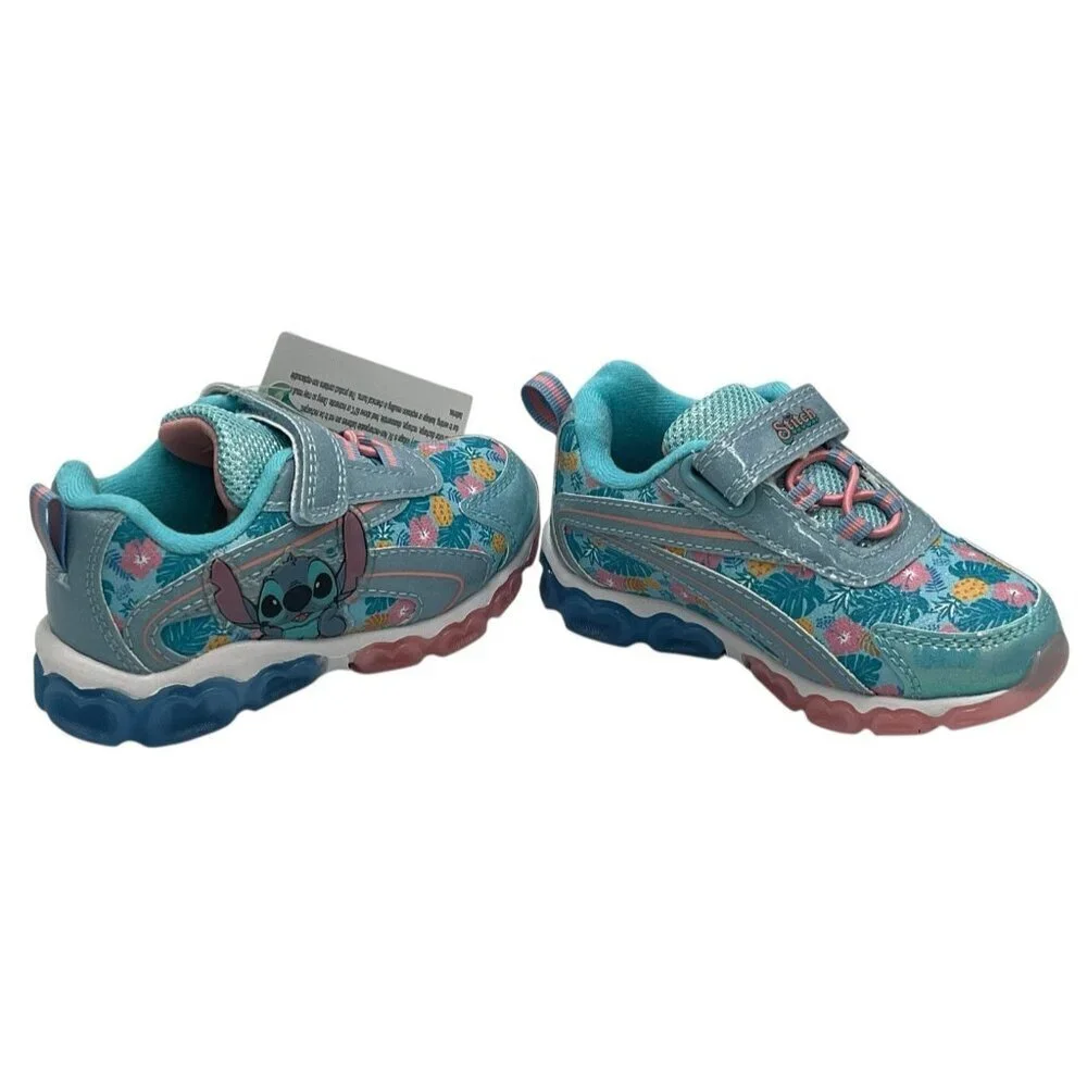 New Disney Lilo and Stitch Aloha Toddler Girl Light Up Sneakers Size 7 Shoes Box